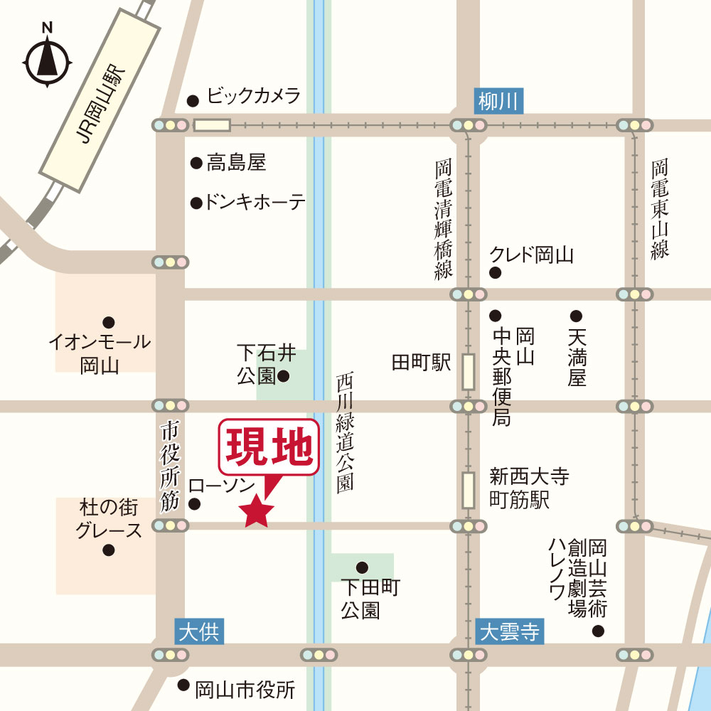シェアハウス岡山駅南・現地周辺地図